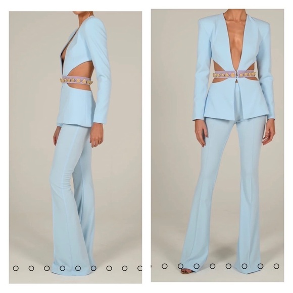 THE DOLLS HOUSE Light Blue Gigi Cutout Blazer Jacket XS NWT - Picture 2 of 11